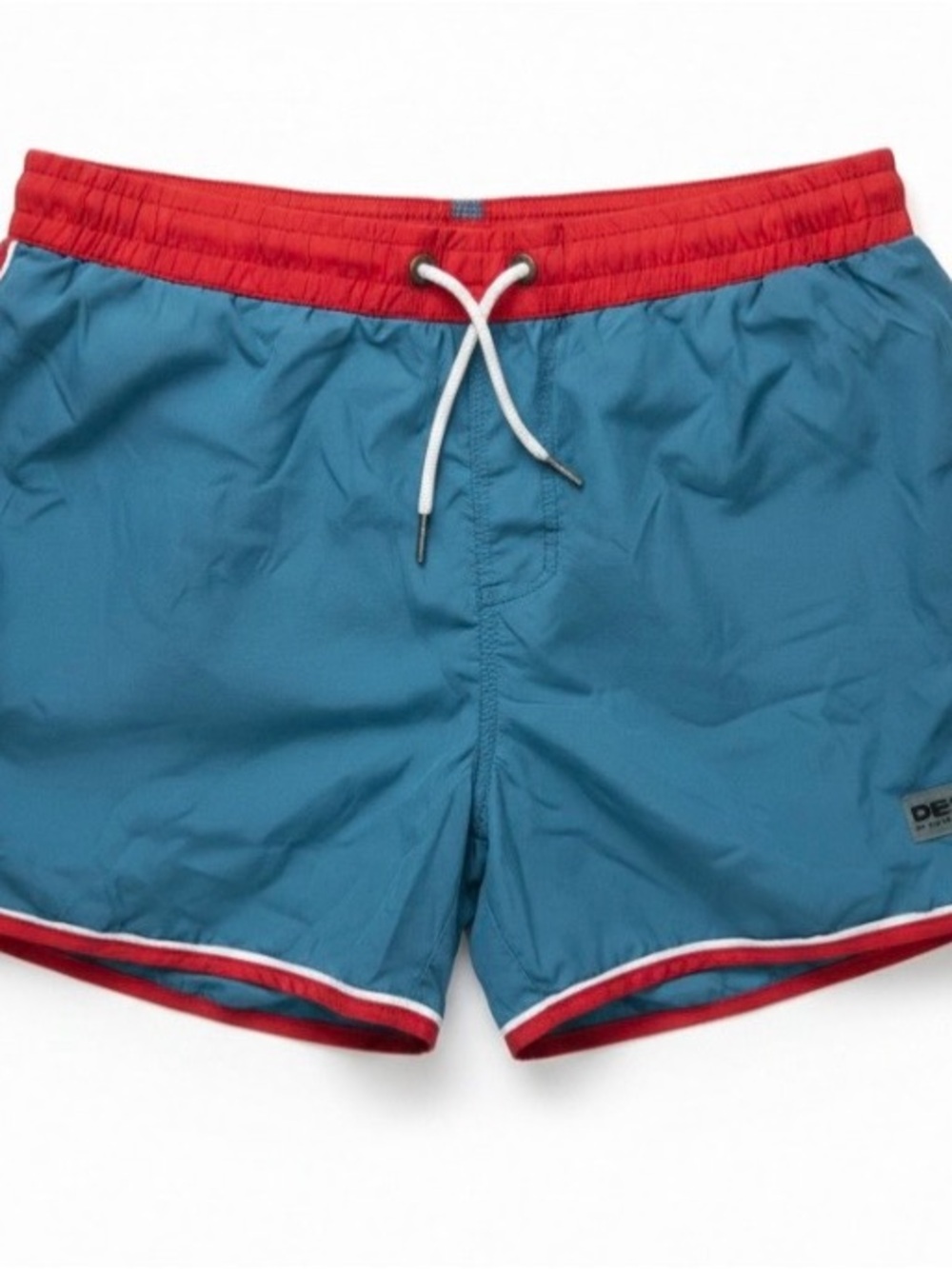 Men's‎ Teal Swim Trunks with Red Waistband
